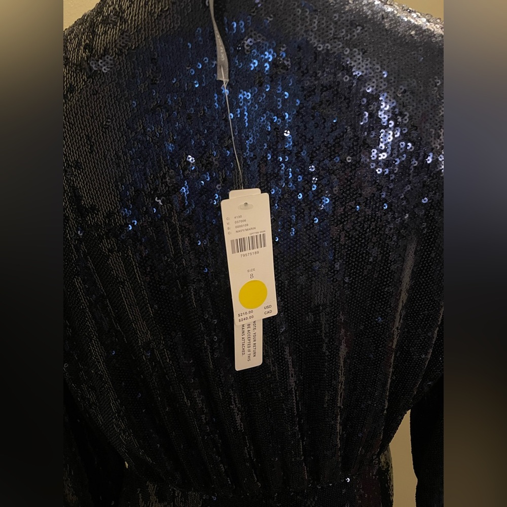 NWT Anthropologie Navy Twist-Front Sequin Dress Sizes 6&8 - Picture 6 of 6